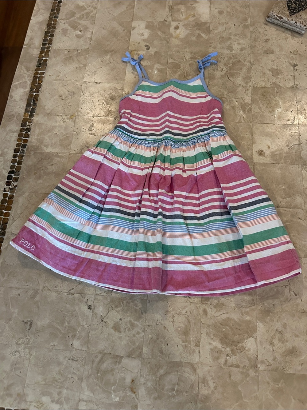 Polo Ralph Lauren Dress Girls 3T Multicolor Striped‎ Sundress.
